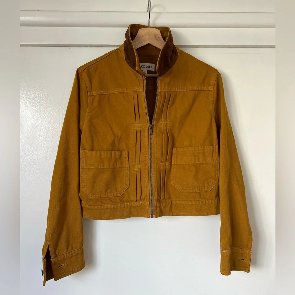 NWOT | Alex Mill Shrunken Zip Jacket in Recycled Denim Golden Khaki - Picture 11 of 11
